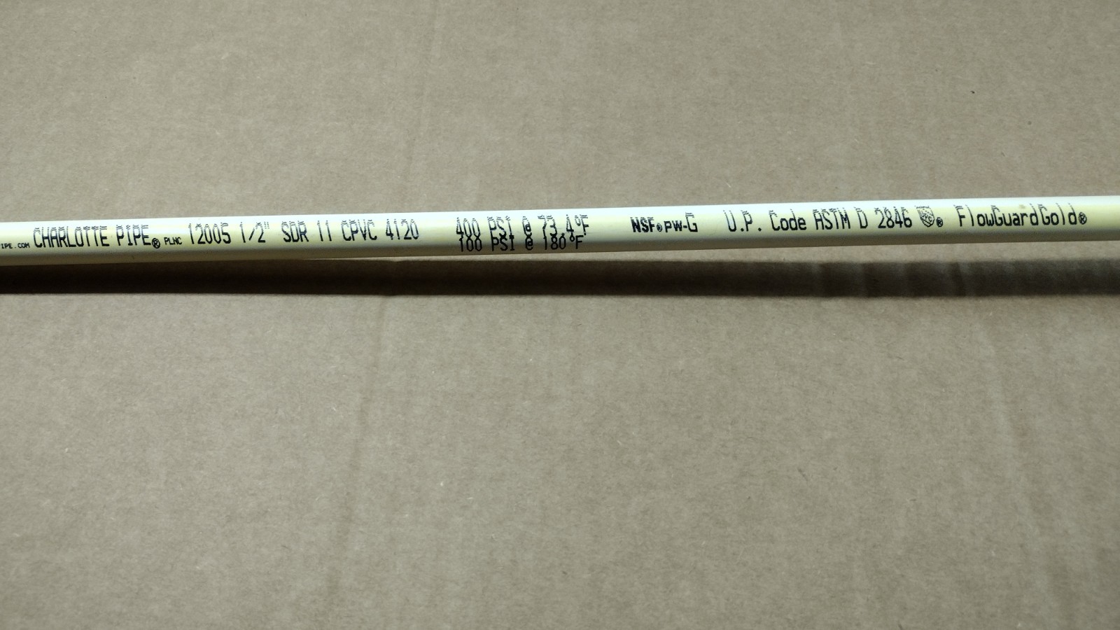 1/2" X 24" CPVC4120 Flow Guard Gold Charlotte Pipe. $2.00 gallery