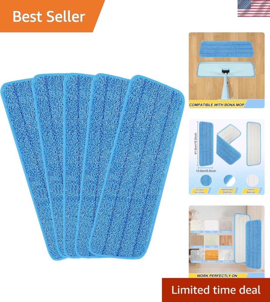 Durable 5 Pack Microfiber Mop Heads - Universal Fit for Home and Commercial Use