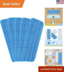 Durable 5 Pack Microfiber Mop Heads – Universal Fit for Home and Commercial Use
