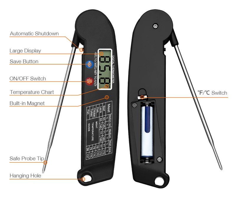 Instant Read Digital Meat Thermometer BBQ Grill Smoker For Kitchen Food Cooking gallery