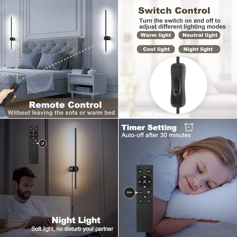 Multi-position Wall Ligh - Two Pack with Remote, 3000K-6500K & Stepless Dimming gallery