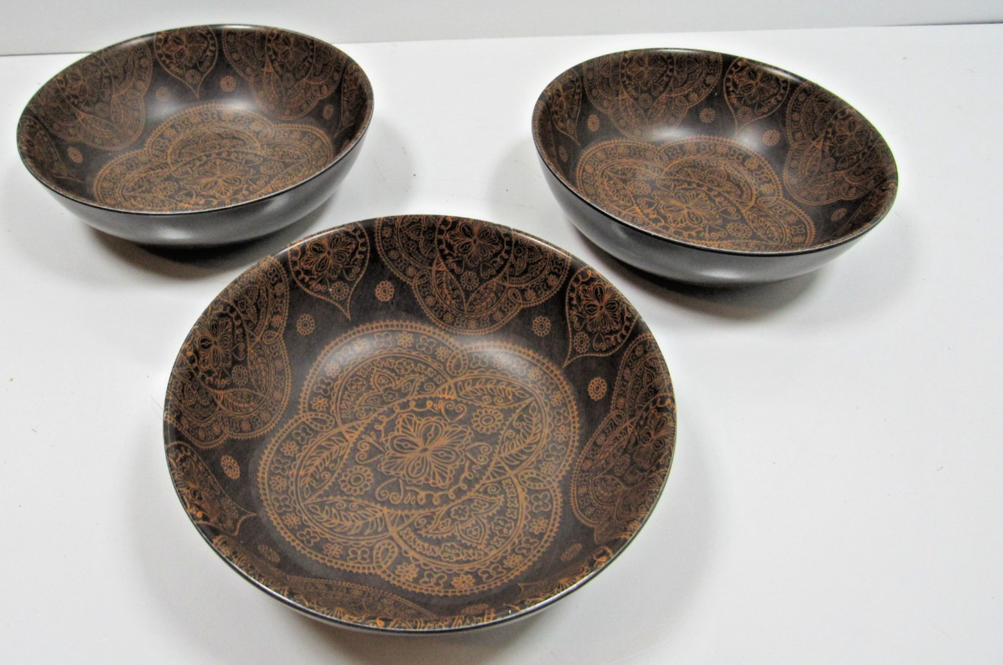 Decoctive Mandala Pattern 100% Melamine Earthy Salad / Cereal Bowls - Set of 3 gallery