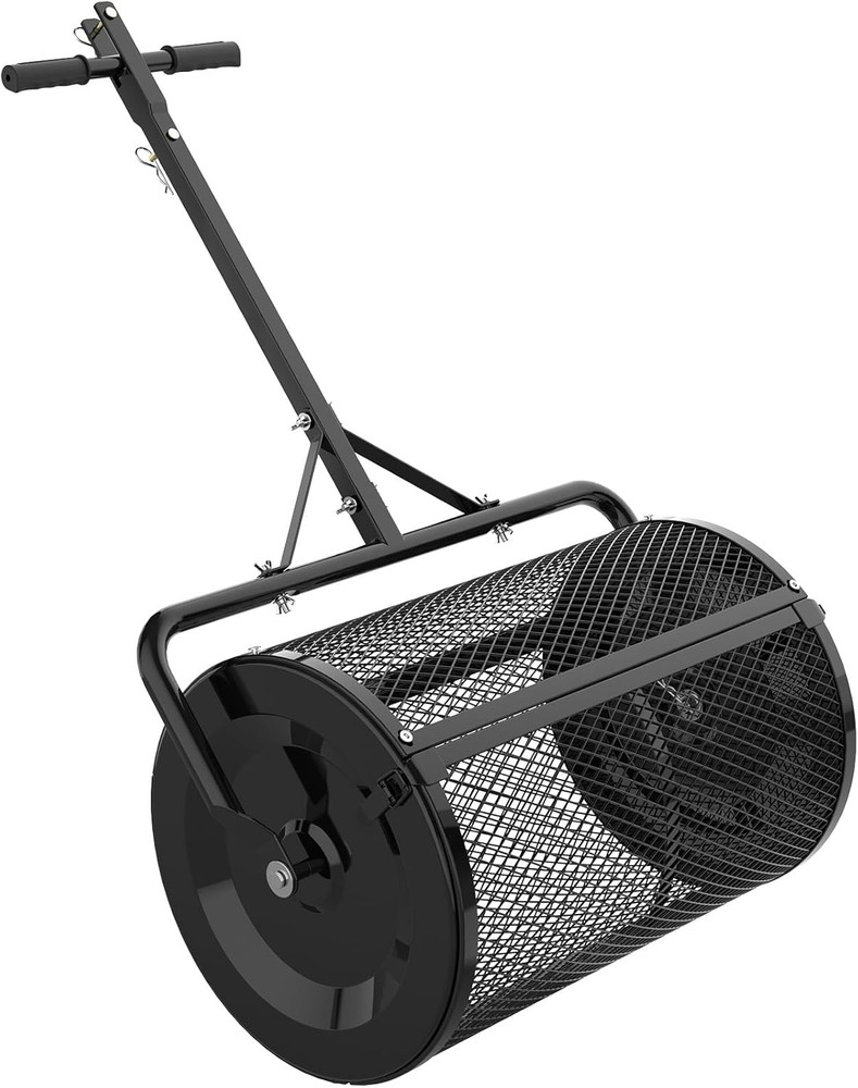 Compost Spreader, 24" Peat Moss Spreader with 3 Heights, Top Soil Spreader W/Upg