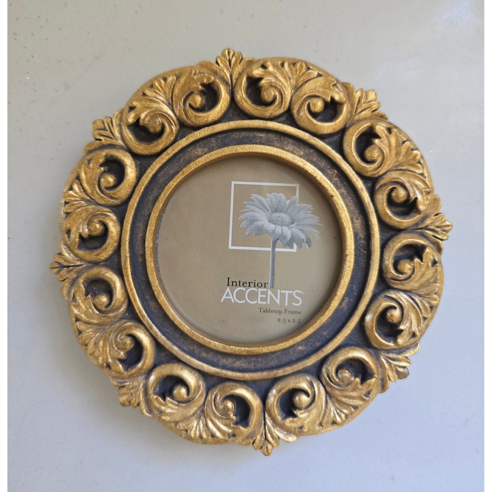 Interior Accents Gold Ornate Round Mini Frame 3x3 Tabletop Baroque Style Photo gallery
