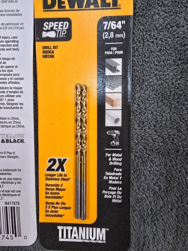 (2) Dewalt 7/64 in Drill Bit- Split 135° Point 2 Pc. (4 Bits Total) DW1307 gallery