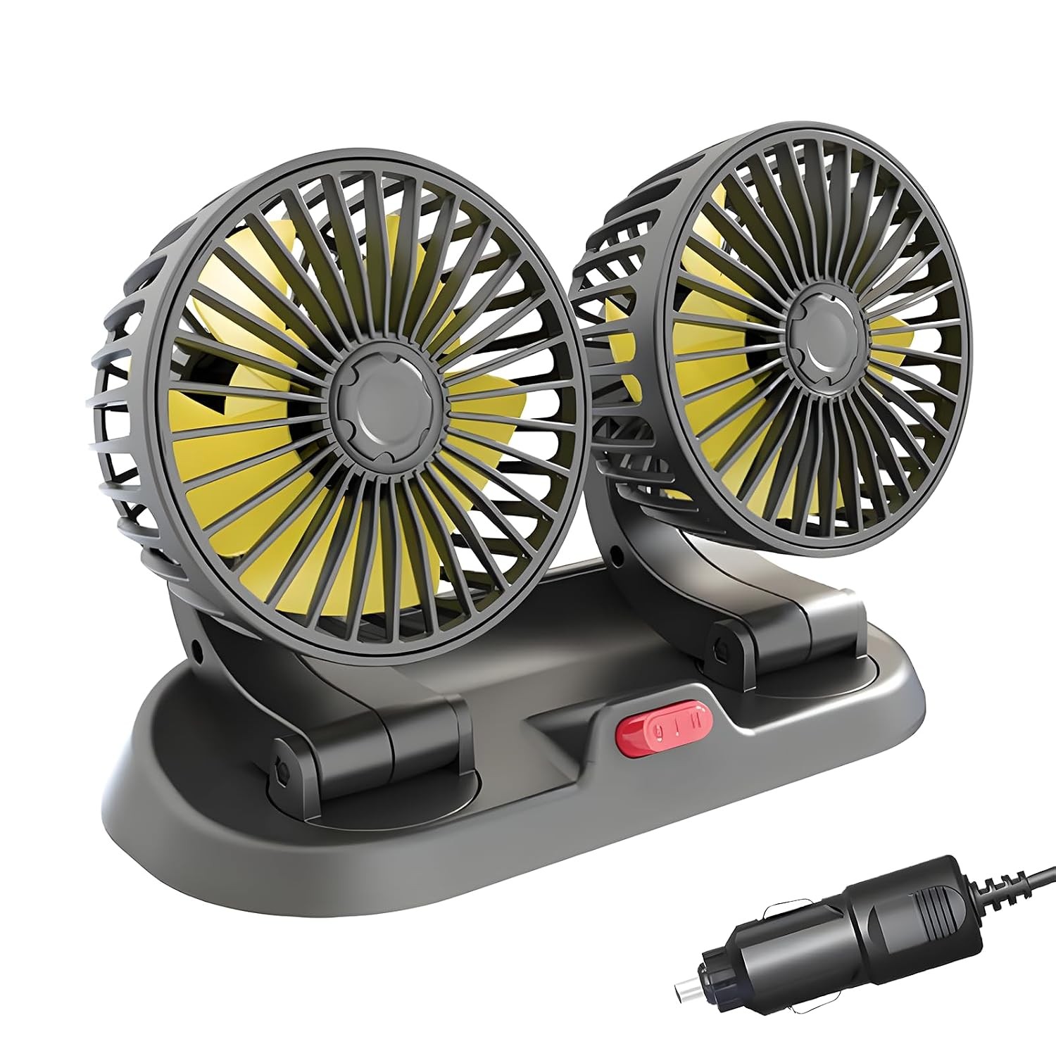 12V Dual Head Adjustable Dashboard Car Cooling Fan with Cigarette Lighter gallery