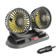 12V Dual Head Adjustable Dashboard Car Cooling Fan with Cigarette Lighter