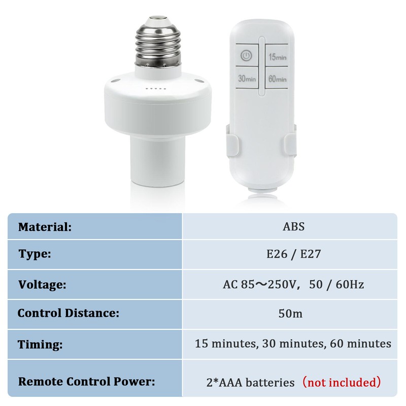 Wireless Remote Control Light Lamp E27 Screw Bulb Base Holder Cap Socket Switch gallery