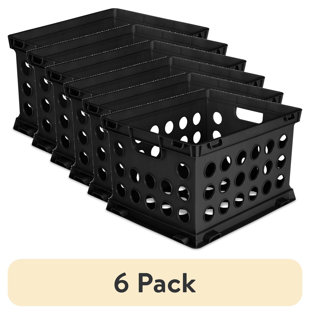 (6pack)File Crate,Versatile Plastic Bin,Letter or Legal-Sized File Storage,Black