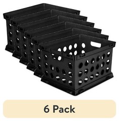 (6pack)File Crate,Versatile Plastic Bin,Letter or Legal-Sized File Storage,Black