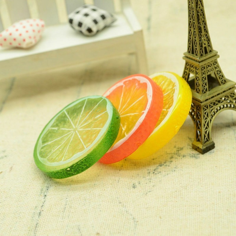 10-30X Artificial Fake Lemon Slice Fruit Simulation Fake Lemon Slices Home Decor gallery