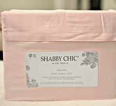 Shabby Chic Rachel Ashwell King Sheet Set Blush Pink 100% Cotton 4‑Pc NWT
