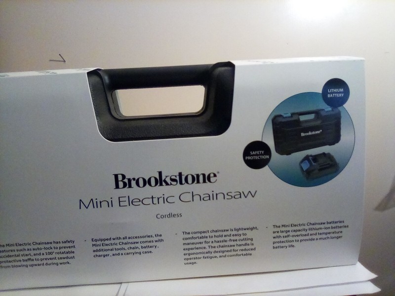 NEW Brookstone Mini Electric (CORDLESS) Chainsaw Set FREE SHIPPING gallery