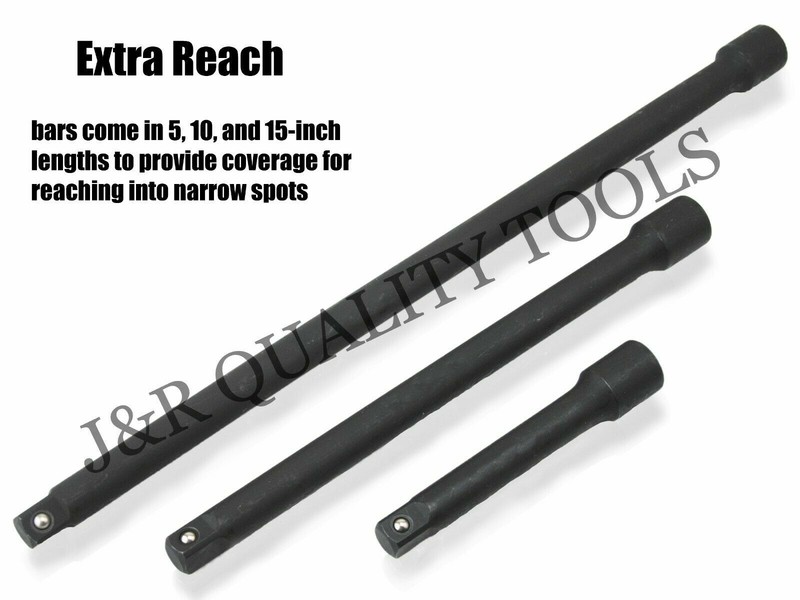 5pc Long Extension Bar Reducer Universal Air Impact Set 3/8 1/2 Air Ratchet gallery