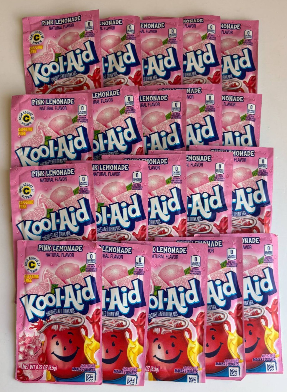 Kool Aid Unsweetened Drink Mix Caffeine Free Pink Lemonade Lot of 20 Packets gallery