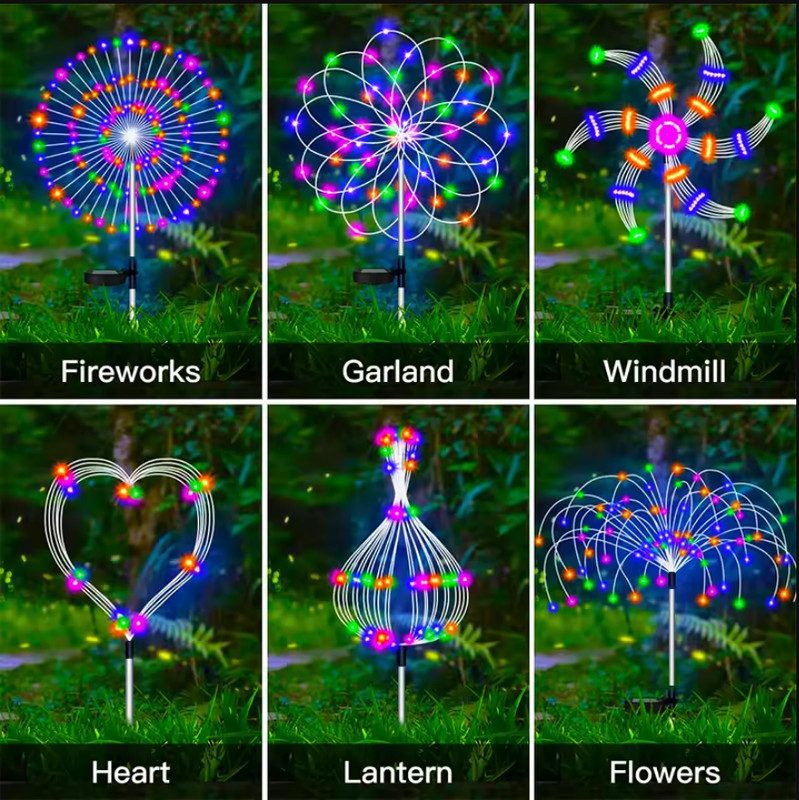 1-4Pack Garden Solar Firework Lights Outdoor Starburst Fairy Decor Lamp 150 LED gallery
