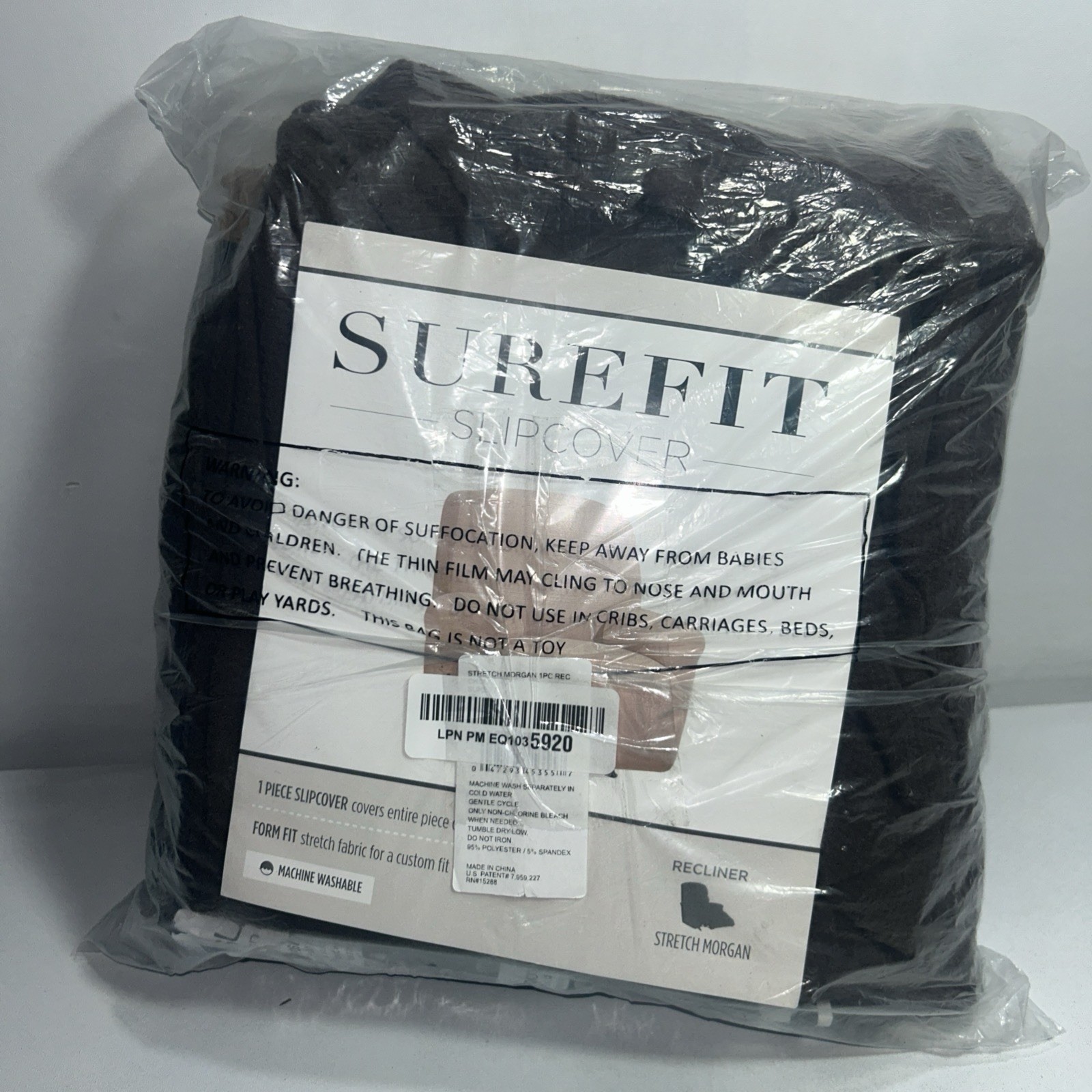 New Surefit Slipcover Stretch Morgan, Brown, Recliner Machine Washable Open Box gallery