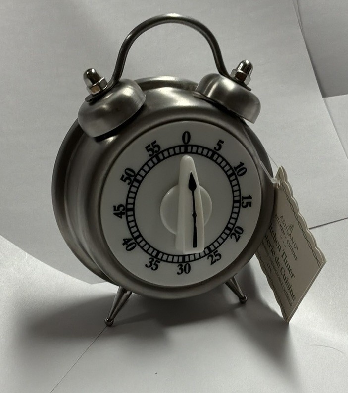 Kitchen Timer Retro Clock Manual Wind-Up Mechanical Alarm Counting 60 Min Silver gallery