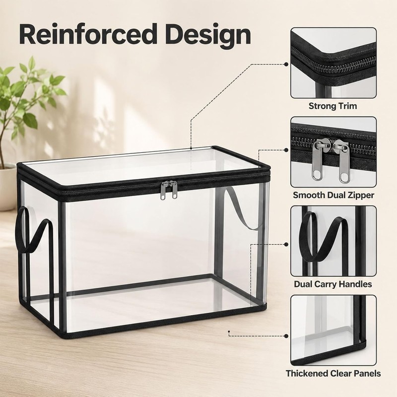 Large-Capacity Clear Storage Bag, Foldable Heavy Duty Transparent Moving Boxes gallery