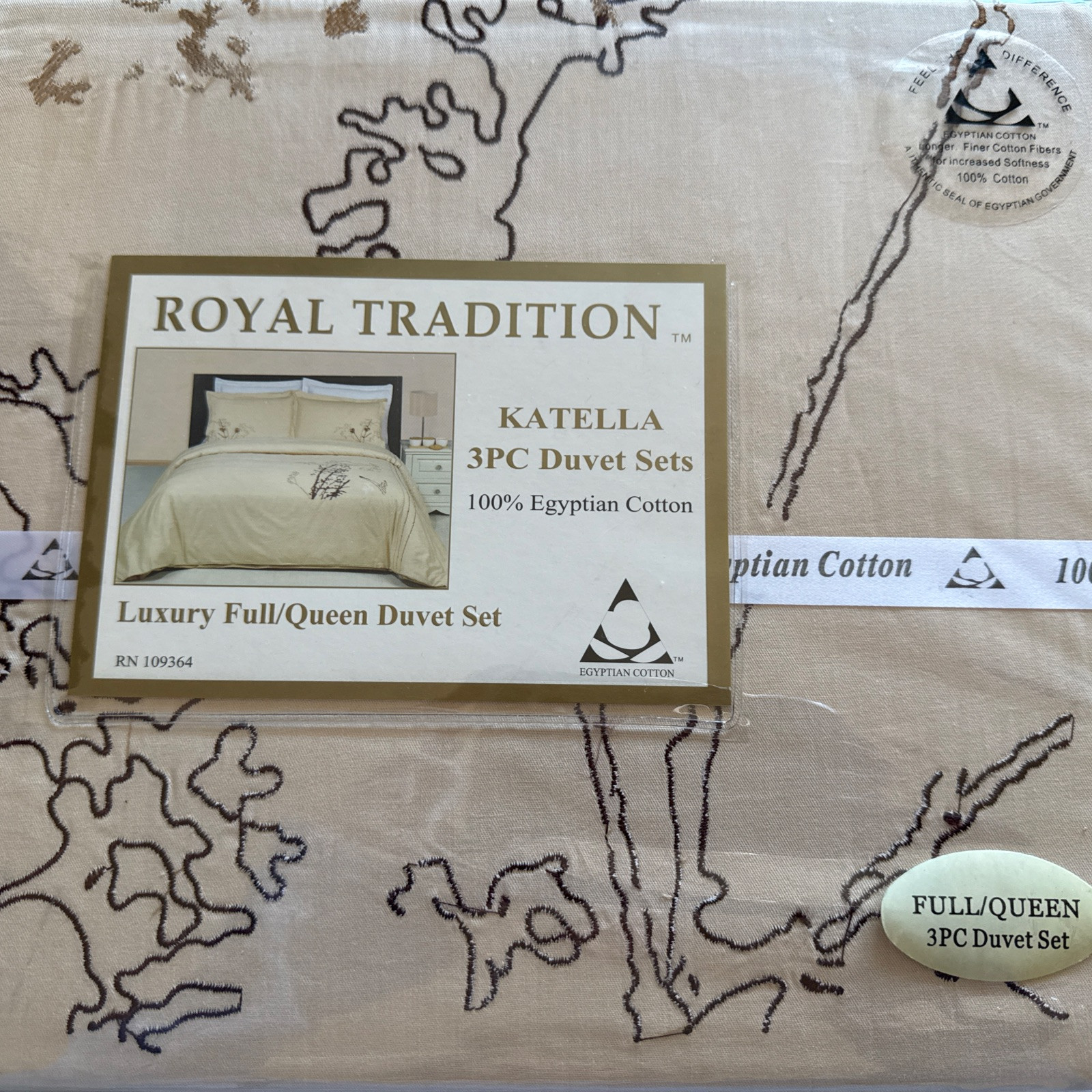 NEW Royal Tradition “Katella” 100% Cotton Embroidered QUEEN 3PC Duvet Set gallery