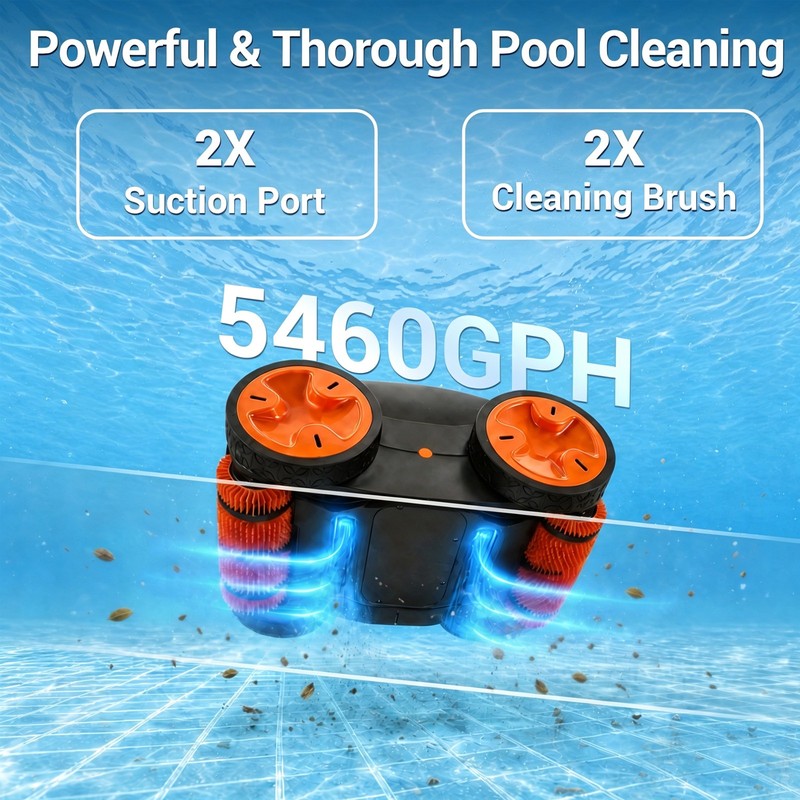 Cordless Robotic Pool Cleaner, APP&Remote Control Wall Climbing Waterline Floor gallery