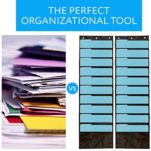 Deep File Pocket Chart - 47 x 14 in, Black - 2-Pack 20-Pocket Chart for gallery