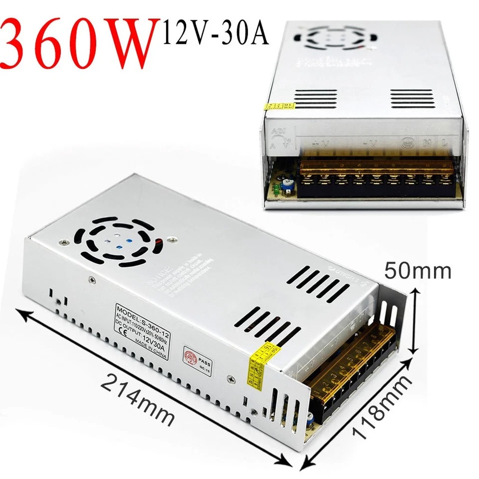 AC To DC 12V 30A 360W Switch Power Supply Transformer Adapter For 5050 LED Strip gallery