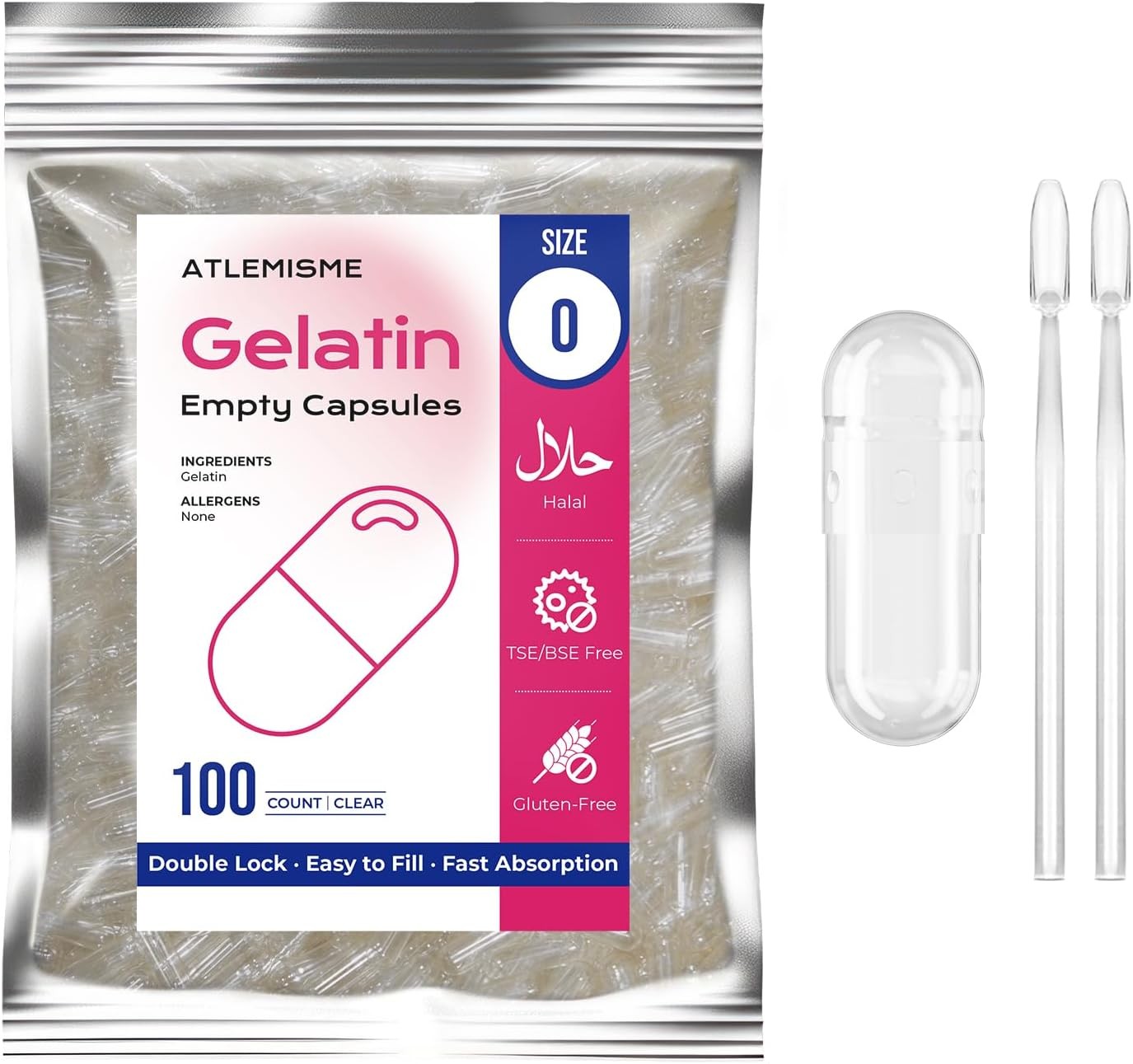 Empty Gelatin Capsules Size 0 - Clear Empty Capsules 100 Count - Kosher and gallery