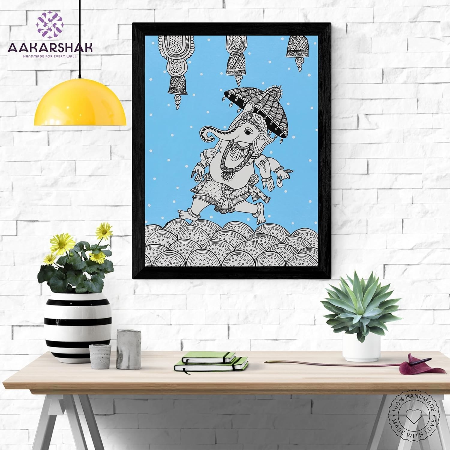Handmade Kalamkari Ganesha Painting Framed (30x40 cm) - Original Indian Folk Art gallery