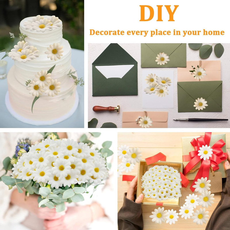 120Pcs Silk Artificial Gerbera Daisy Heads, 1.5 Inch Fabric Fake Chrysanthemum F gallery