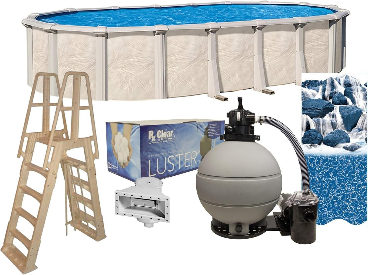 Lake Effect 18' x 33' x 52" Fallston Oval Above Ground Swimming Pool Package gallery