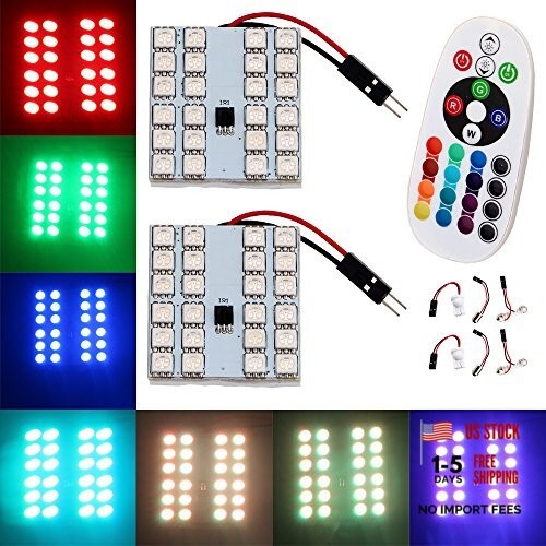 1-Set(2PCS) RGB 5050 24SMD LED Panel Dome Light Auto Remote Controlled gallery