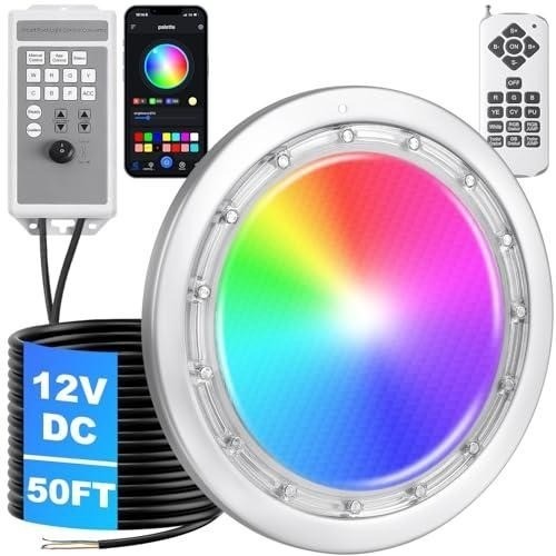 10" Led Pool Light 60W Color Changing Rgb 12V App Remote 50Ft Cord gallery