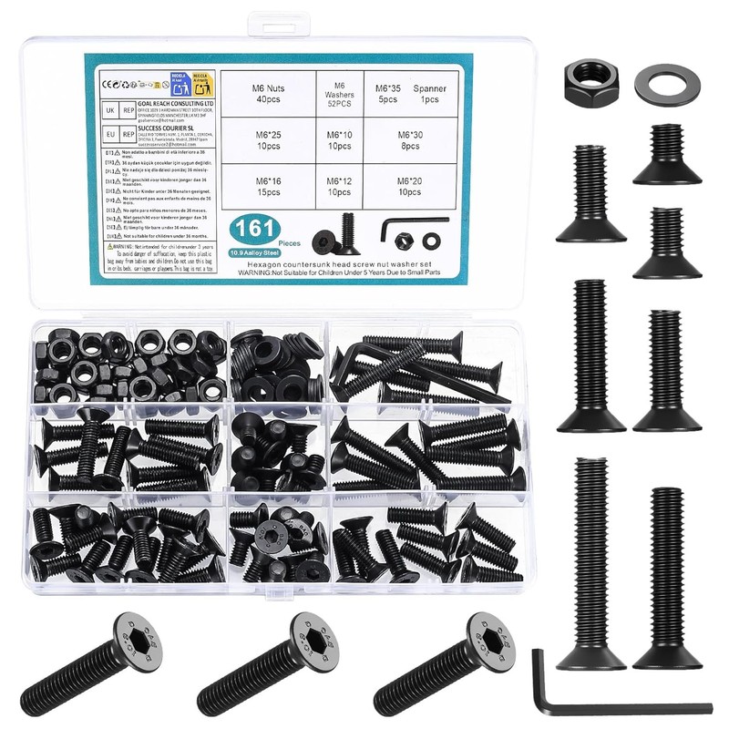 M3M4M5M6M8 Hex Socket Head Countersunk Screws Bolts Nuts Washers Assortment Kit gallery
