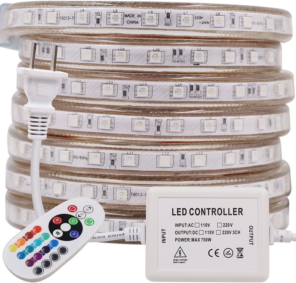 LED RGB Rope Strip Light, High Voltage AC 110V-120V 300 Units SMD 5050 Leds Remo gallery