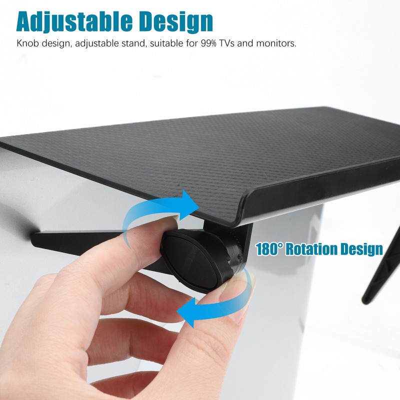 Adjustable TV Accessory Shelf: No-Holes Mounting, 180° Rotation & Sturdy ABS gallery