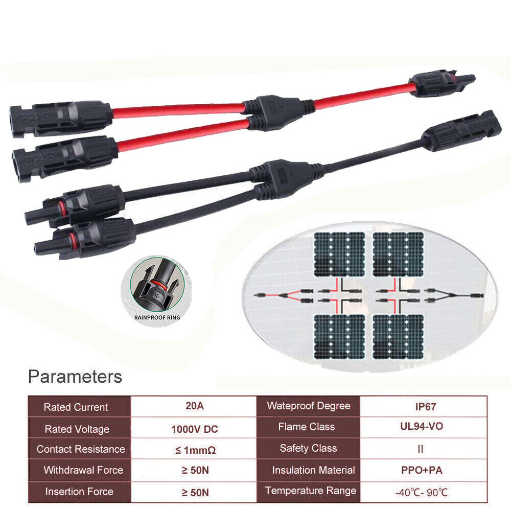 Solar Connectors Y Branch Adapter Cable Wire Plug Tool for Solar Panel Extension gallery