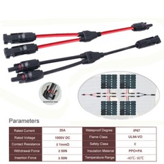 Solar Connectors Y Branch Adapter Cable Wire Plug Tool for Solar Panel Extension