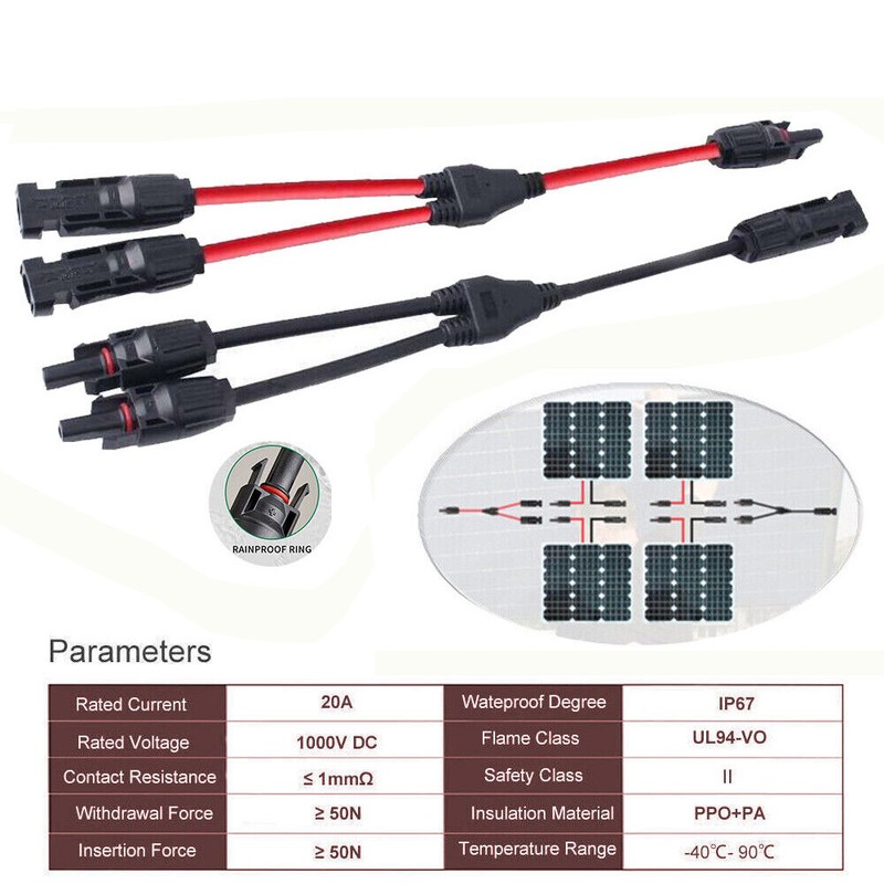 Solar Connectors Y Branch Adapter Cable Wire Plug Tool for Solar Panel Extension gallery