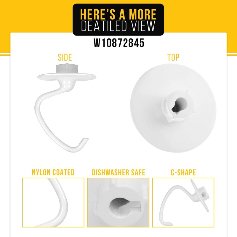 Kitchen Aid Dough Hook Attachment for Stand Mixer 4.5 Qt, 5 Qt for Kitchenaid Do gallery