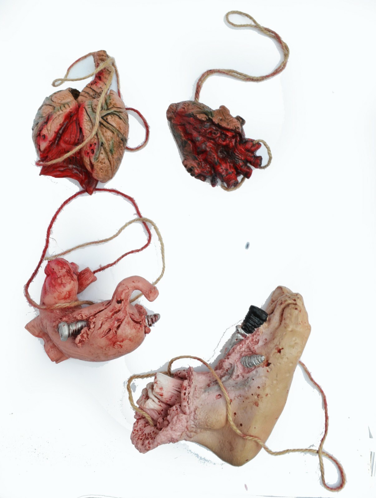 Gory Halloween Props Realistic Hanging Life Size body Heart Lungs Foot Organ gallery