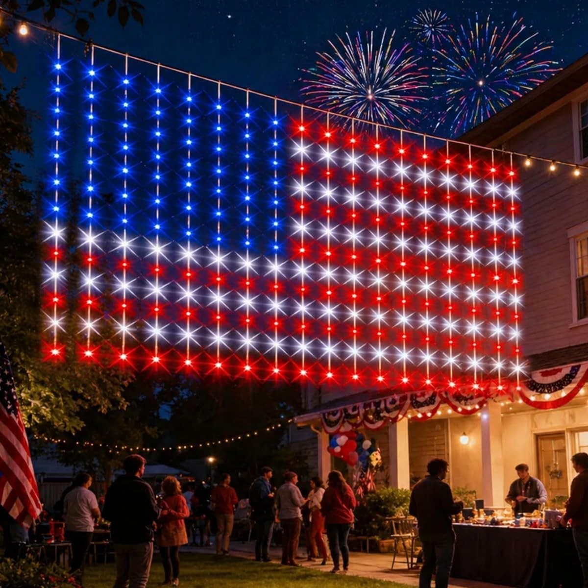 American Flag Curtain Light, USB Powered, 234 Leds Red White Blue Patriotic Amer gallery