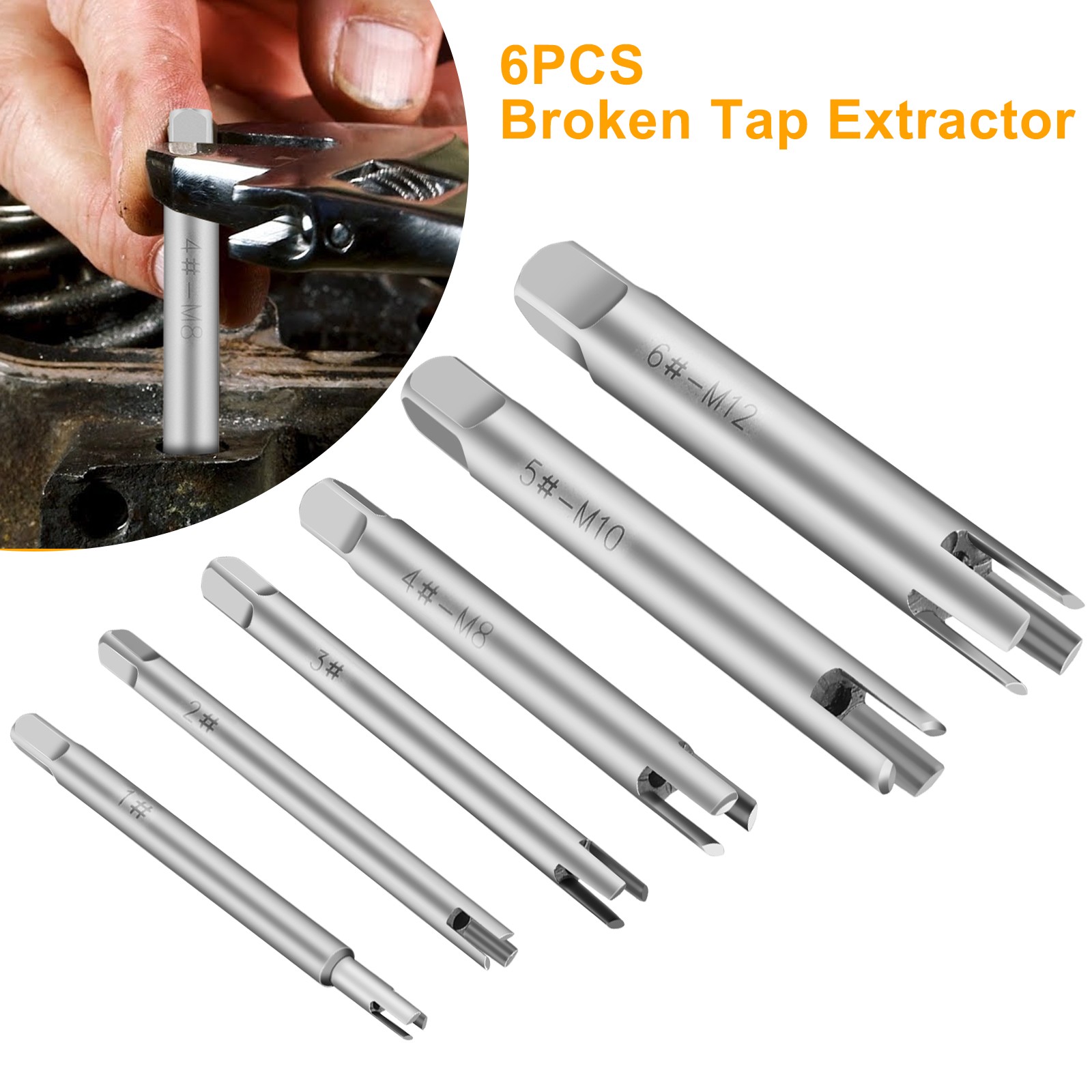 6x HSS Tap Extractor Set M4-M12 Broken Stripped Rusted Screw Bolt Remover Tool gallery