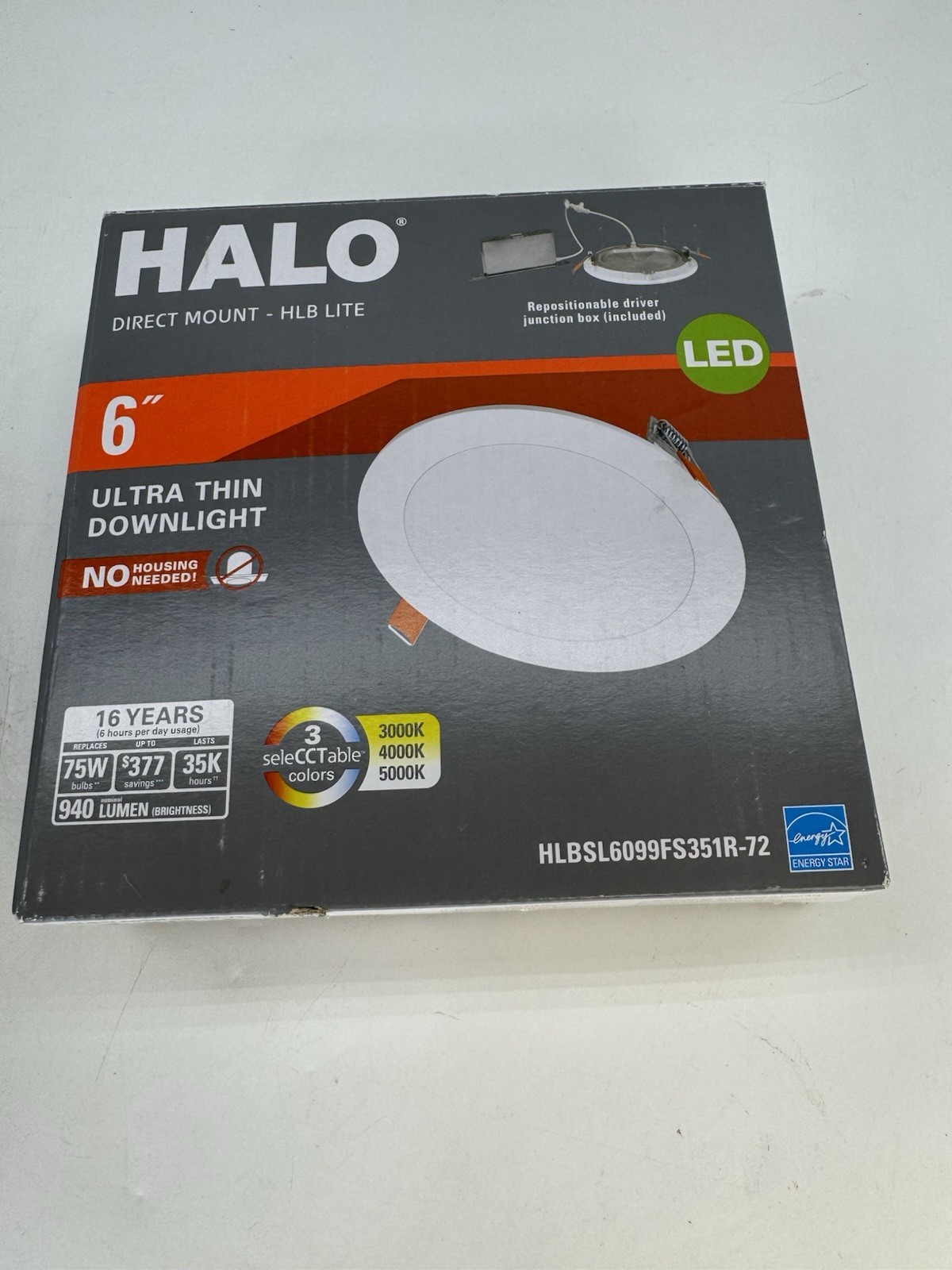 Halo HLB Direct Mount 6 inch LED Recessed Light Three Selectable Colors gallery