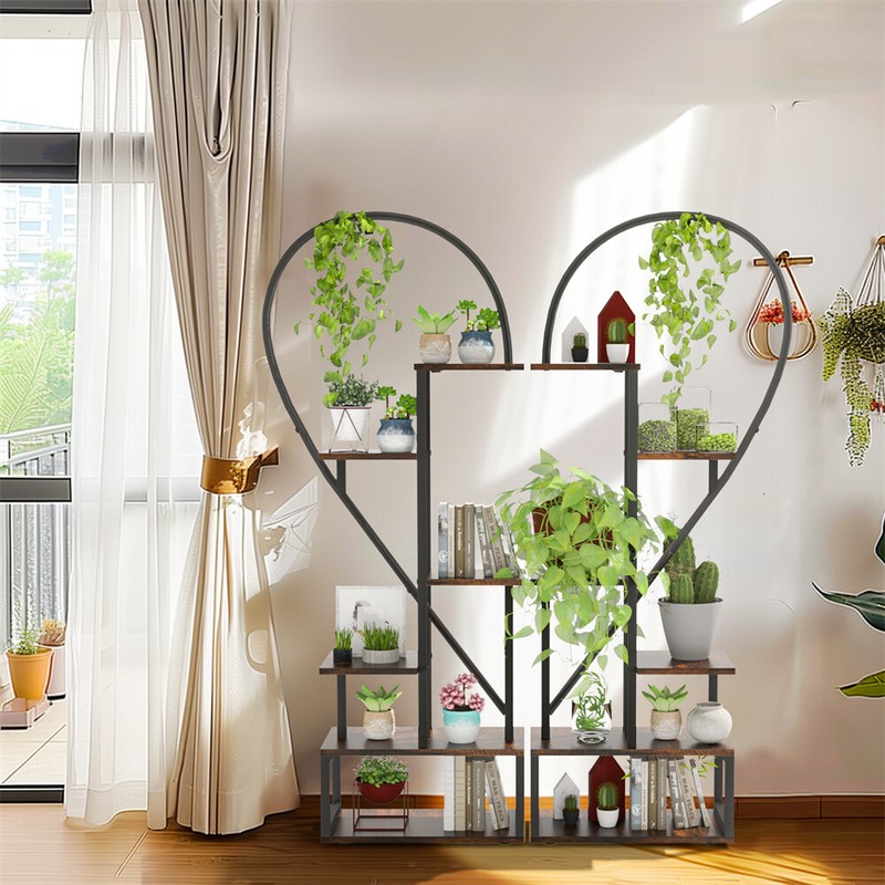 2-pack Half Heart Shape Plant Stand Heavy Duty Planter Rack for Home Office Deco gallery