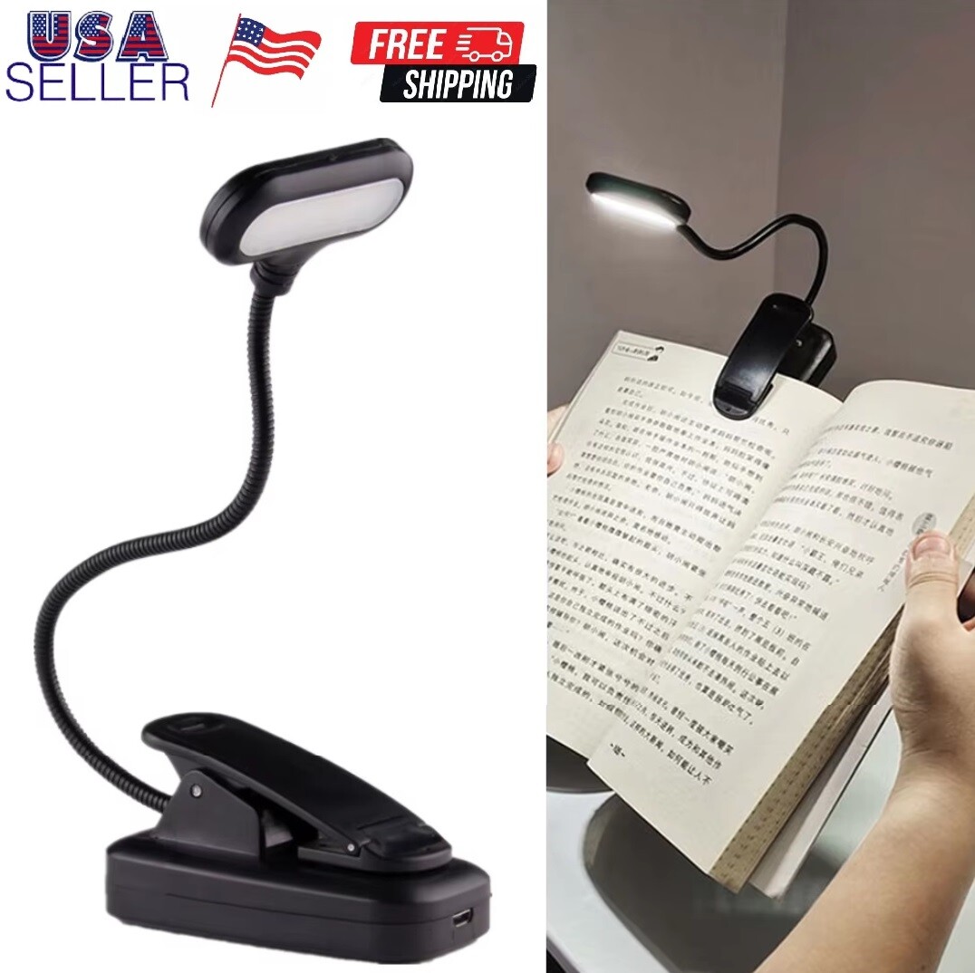 Small Table LED Reading Book Light USB Rechargeable Flexible Clip Desk Lamp USA gallery