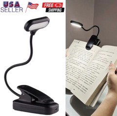 Small Table LED Reading Book Light USB Rechargeable Flexible Clip Desk Lamp USA