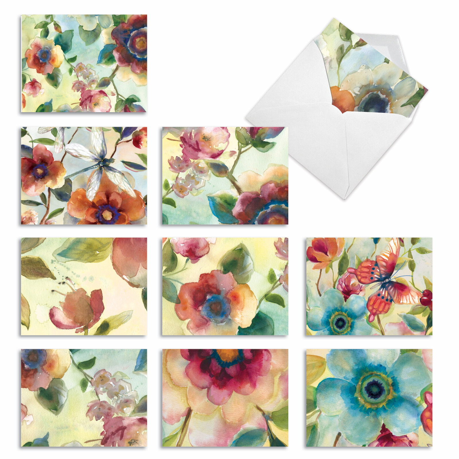 10 All Occasion Blank Cards Assortment - WATERCOLOR BOTANICALS M3314 gallery