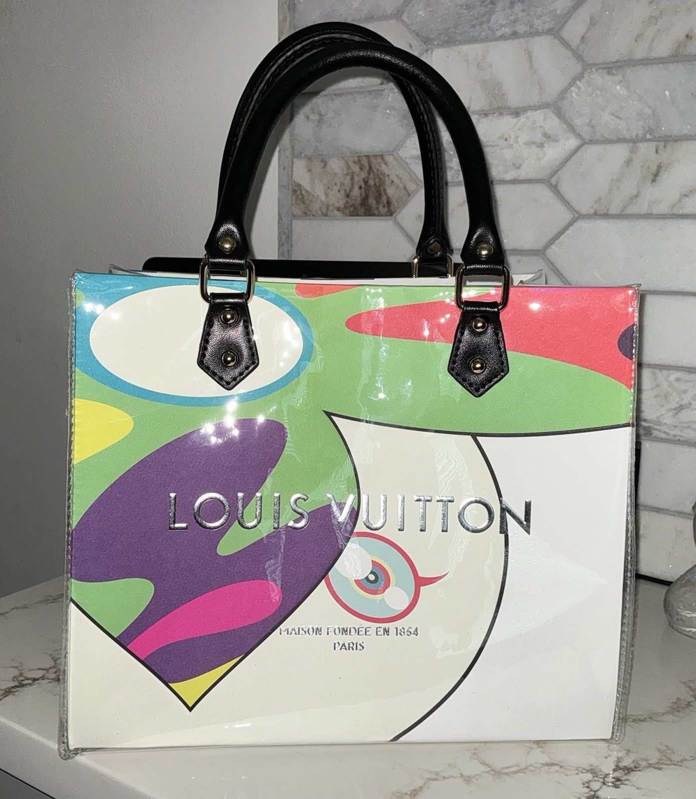 Louis Vuitton x Murakami Paper Shopping Bag W/PVC Protector Limited Edition gallery