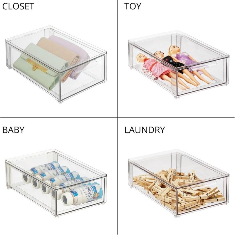 mDesign Plastic Stackable Bathroom Storage Organizer Bin with Pull Out Drawer gallery